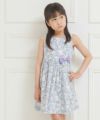子供服 女の子 日本製綿100％花柄リボンつきワンピース パープル(91) モデル画像3