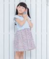 子供服 女の子 襟付き花柄ドッキングワンピース ブルー(61) モデル画像4