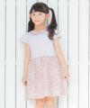 子供服 女の子 襟付き花柄ドッキングワンピース パープル(91) モデル画像アップ