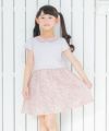 子供服 女の子 襟付き花柄ドッキングワンピース パープル(91) モデル画像1