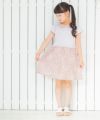 子供服 女の子 襟付き花柄ドッキングワンピース パープル(91) モデル画像3