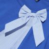 子供服 女の子 綿100％リボン付きストライプ柄ワンピース ブルー(61) デザインポイント1