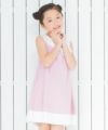 子供服 女の子 綿100％リボン付きAラインワンピース ピンク(02) モデル画像2