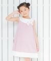 子供服 女の子 綿100％リボン付きAラインワンピース ピンク(02) モデル画像4