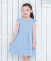 子供服 女の子 綿100％フリルつき裾ピコレースワンピース ブルー(61) モデル画像アップ