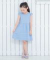 子供服 女の子 綿100％フリルつき裾ピコレースワンピース ブルー(61) モデル画像3