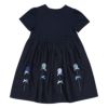 子供服 女の子 花モチーフ＆リボンつきワンピース ネイビー(06) 背面