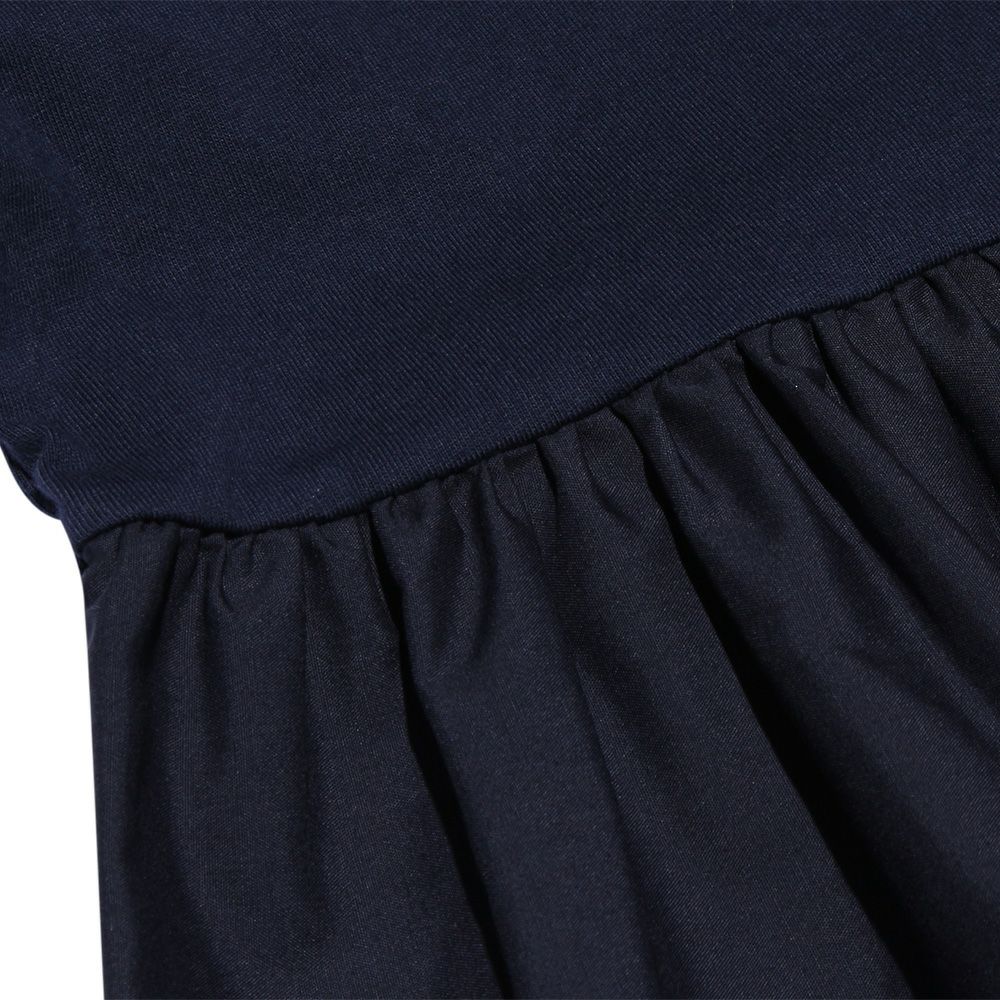 子供服 女の子 花モチーフ＆リボンつきワンピース ネイビー(06) デザインポイント2