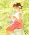 子供服 女の子 ストライプ柄音符プリント襟付きドッキングワンピース ピンク(02) モデル画像全身