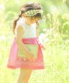 ベビー服 女の子 ベビーサイズストライプ柄音符プリント襟付きドッキングワンピース ピンク(02) モデル画像