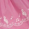 ベビー服 女の子 ベビーサイズストライプ柄音符プリント襟付きドッキングワンピース ピンク(02) デザインポイント2