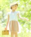 ベビー服 女の子 ベビーサイズお花つきフリル袖ワンピース