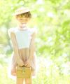 ベビー服 女の子 ベビーサイズお花つきフリル袖ワンピース