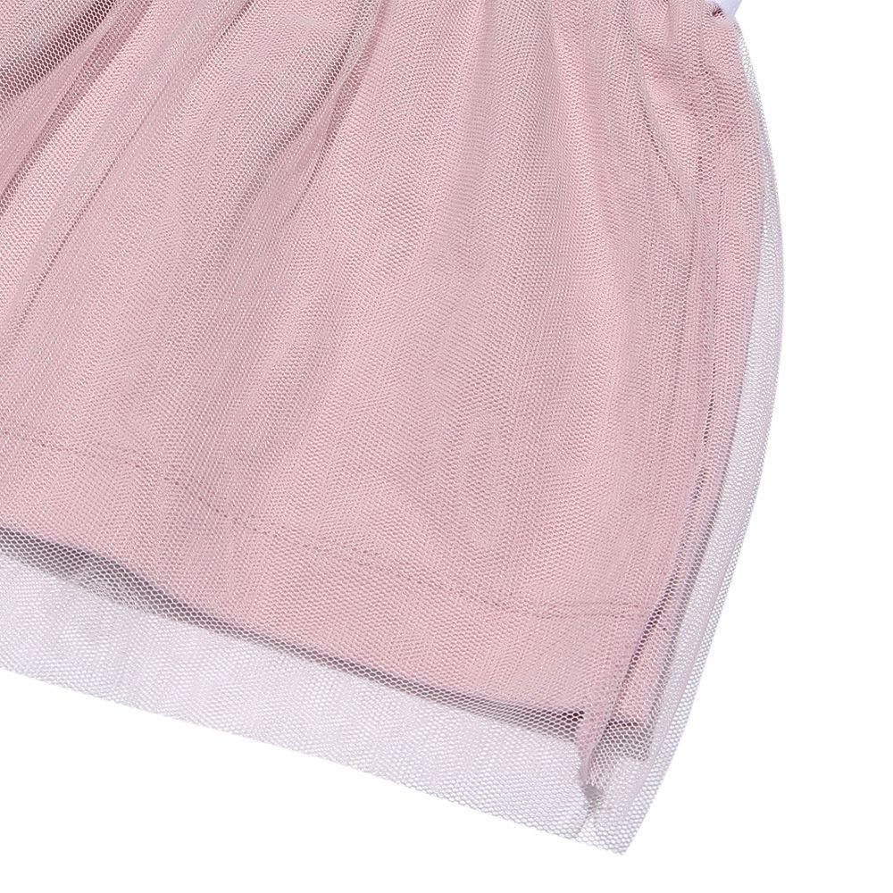 ベビー服 女の子 ベビーサイズお花つきフリル袖ワンピース ピンク(02) デザインポイント2