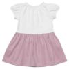 ベビー服 女の子 ベビーサイズ綿100％リボンつきアクセサリープリントワンピース ピンク(02) 背面