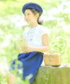 ベビー服 女の子 ベビーサイズ綿100％リボンつきアクセサリープリントワンピース ネイビー(06) モデル画像