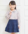 子供服 女の子 小花柄ギャザー襟付きフリル袖ブラウス ブルー(61) モデル画像3