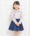 子供服 女の子 小花柄ギャザー襟付きフリル袖ブラウス ブルー(61) モデル画像4
