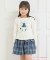 子供服 女の子 オリジナルチェック柄リボン付きキュロットパンツ チャコールグレー(93) モデル画像1