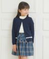 子供服 女の子 オリジナルチェック柄リボン付きキュロットパンツ チャコールグレー(93) モデル画像2