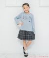子供服 女の子 日本製チェック柄キュロットパンツ 杢ｸﾞﾚｰ(92) モデル画像全身