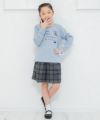 子供服 女の子 日本製チェック柄キュロットパンツ 杢ｸﾞﾚｰ(92) モデル画像2