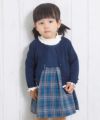 ベビー服 女の子 ベビーサイズダブルニットリボン付きチェック柄ワンピース ネイビー(06) モデル画像3