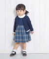 ベビー服 女の子 ベビーサイズダブルニットリボン付きチェック柄ワンピース ネイビー(06) モデル画像4