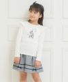 子供服 女の子 綿100％女の子＆ロゴプリントフリルTシャツ オフホワイト(11) モデル画像2