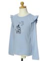 子供服 女の子 綿100％女の子＆ロゴプリントフリルTシャツ ブルー(61) トルソー斜め