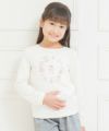 子供服 女の子 綿100％トゥシューズアップリケ付きTシャツ オフホワイト(11) モデル画像アップ