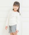 子供服 女の子 綿100％トゥシューズアップリケ付きTシャツ オフホワイト(11) モデル画像2