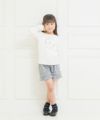子供服 女の子 綿100％トゥシューズアップリケ付きTシャツ オフホワイト(11) モデル画像4