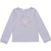 子供服 女の子 綿100％トゥシューズアップリケ付きTシャツ パープル(91) 正面