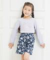 子供服 女の子 綿100％トゥシューズアップリケ付きTシャツ パープル(91) モデル画像2