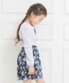 子供服 女の子 綿100％トゥシューズアップリケ付きTシャツ パープル(91) モデル画像3