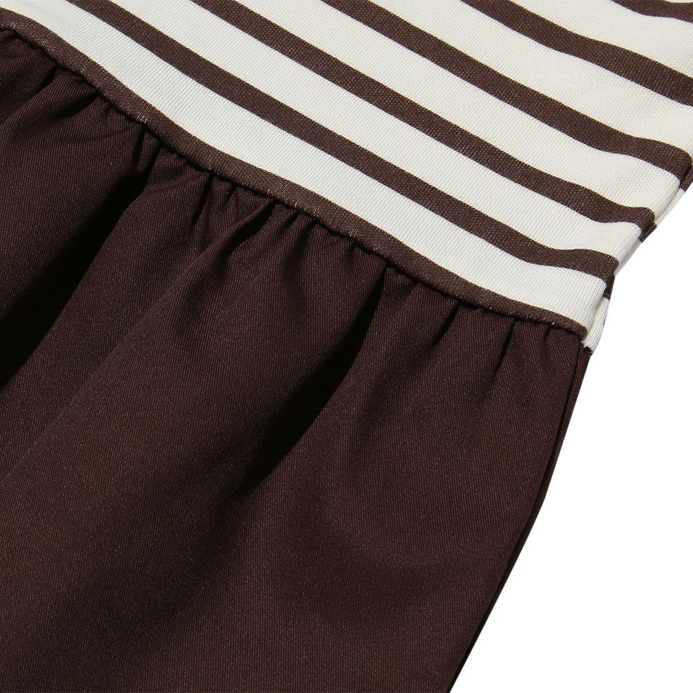 ベビー服 女の子 ベビーサイズボーダー柄リボンつきフリルTシャツ ブラウン(05) デザインポイント2