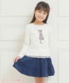 子供服 女の子 ネコプリントチュールフリルTシャツ オフホワイト(11) モデル画像1