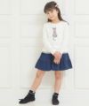 子供服 女の子 ネコプリントチュールフリルTシャツ オフホワイト(11) モデル画像2