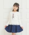 子供服 女の子 ネコプリントチュールフリルTシャツ オフホワイト(11) モデル画像3