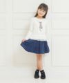 子供服 女の子 ネコプリントチュールフリルTシャツ オフホワイト(11) モデル画像4
