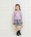 子供服 女の子 ネコプリントチュールフリルTシャツ パープル(91) モデル画像2