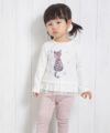 ベビー服 女の子 ベビーサイズネコプリントチュールフリルTシャツ オフホワイト(11) モデル画像2