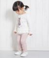 ベビー服 女の子 ベビーサイズネコプリントチュールフリルTシャツ オフホワイト(11) モデル画像3