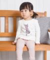 ベビー服 女の子 ベビーサイズネコプリントチュールフリルTシャツ オフホワイト(11) モデル画像4