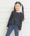 子供服 女の子 リボンつきギャザーフリルTシャツ ブラック(00) モデル画像2
