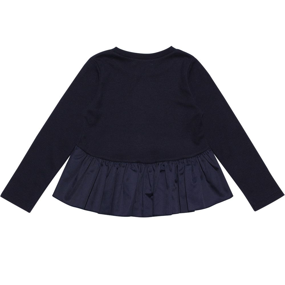 子供服 女の子 リボンつきギャザーフリルTシャツ ネイビー(06) 背面
