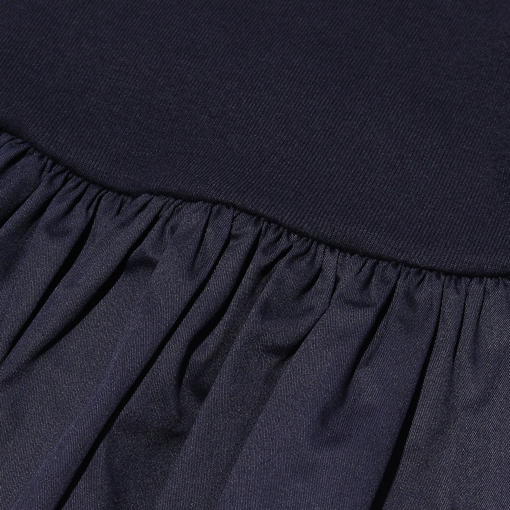 子供服 女の子 リボンつきギャザーフリルTシャツ ネイビー(06) デザインポイント2