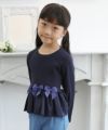 子供服 女の子 リボンつきギャザーフリルTシャツ ネイビー(06) モデル画像2