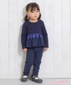 ベビー服 女の子 ベビーサイズリボンつきギャザーフリルTシャツ ネイビー(06) モデル画像2